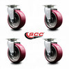 Service Caster 5 Inch Poly on Aluminum Wheel Swivel Caster Set with Ball Bearings SCC SCC-20S520-PAB-4
